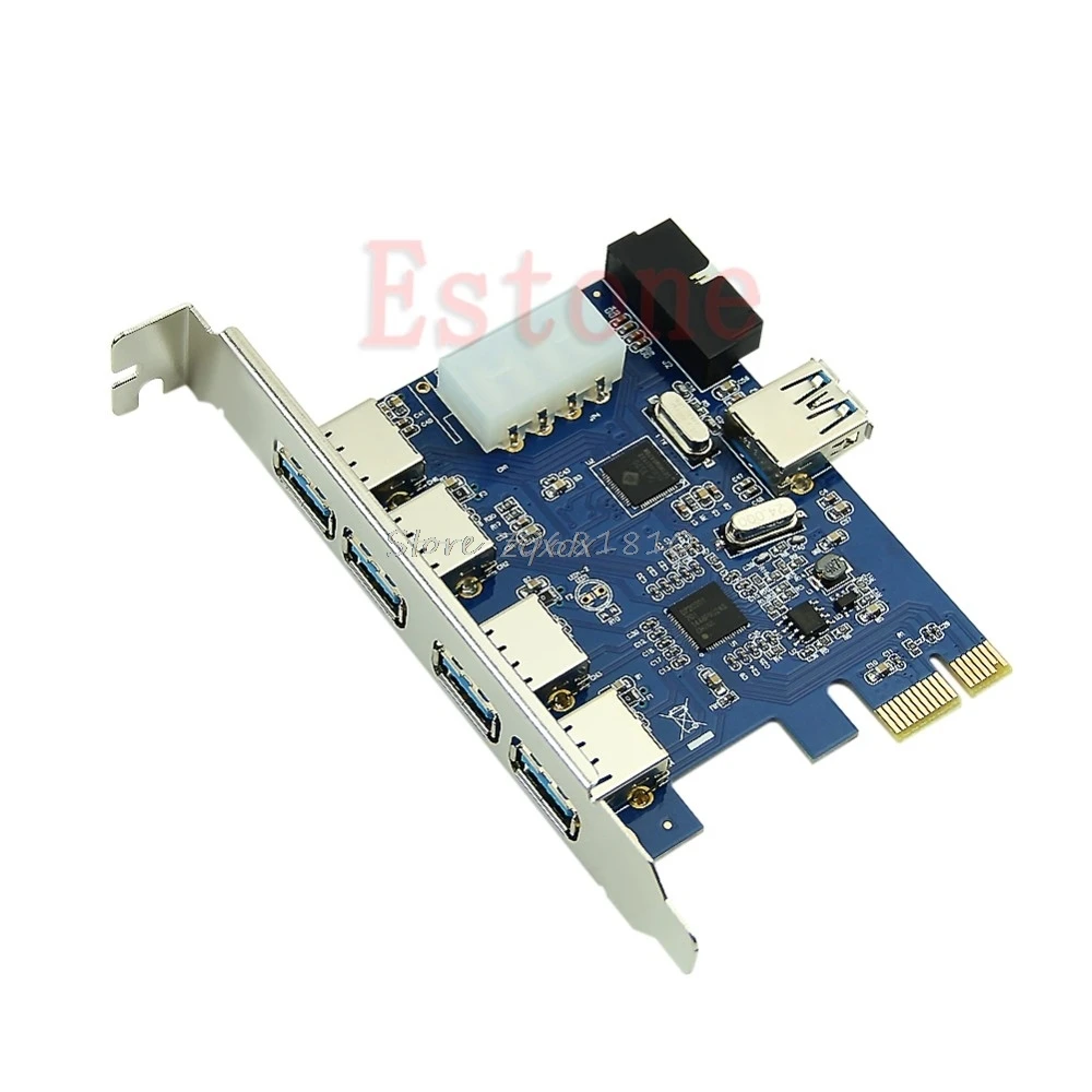 5 Порты PCI-E карта PCI Express USB 3,0+ 19 Pin разъем 4 Pin адаптер для Win7/8 и Прямая поставка