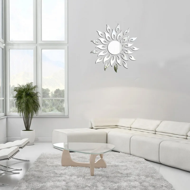 Креативный настенный стикер Sun Sunshine Fire Sunflower 3D зеркальный эффект художественная