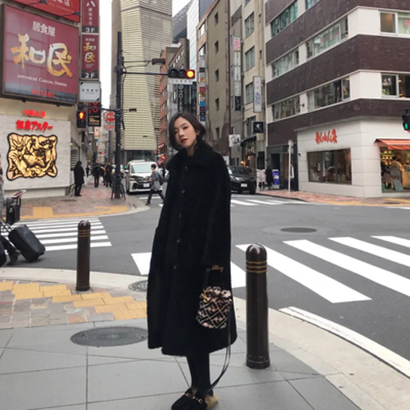 Зимнее теплое пальто для женщин с воротником стойкой и пуговицами свободное