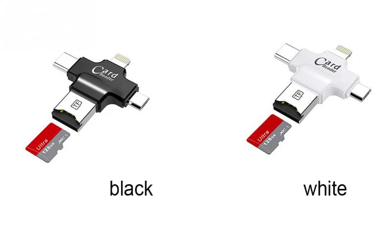 4 в 1 кардридер usb-C Micro USB MicroSD tipo C кардридер для Android ipad/iphone 7plus 6s5s MacBook OTG TF SD ридер