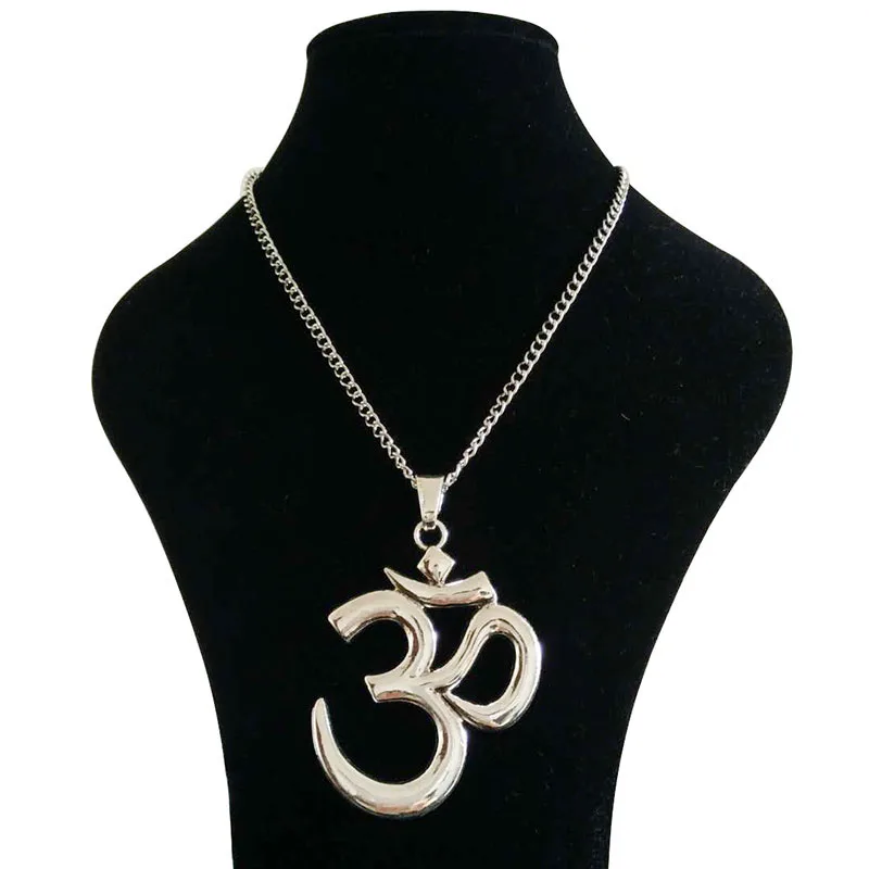 

1 x Tibetan Silver Large Abstract Hindu OM AUM Symbol Yoga Buddhist Pendant Necklaces On Long Chain Lagenlook 34"