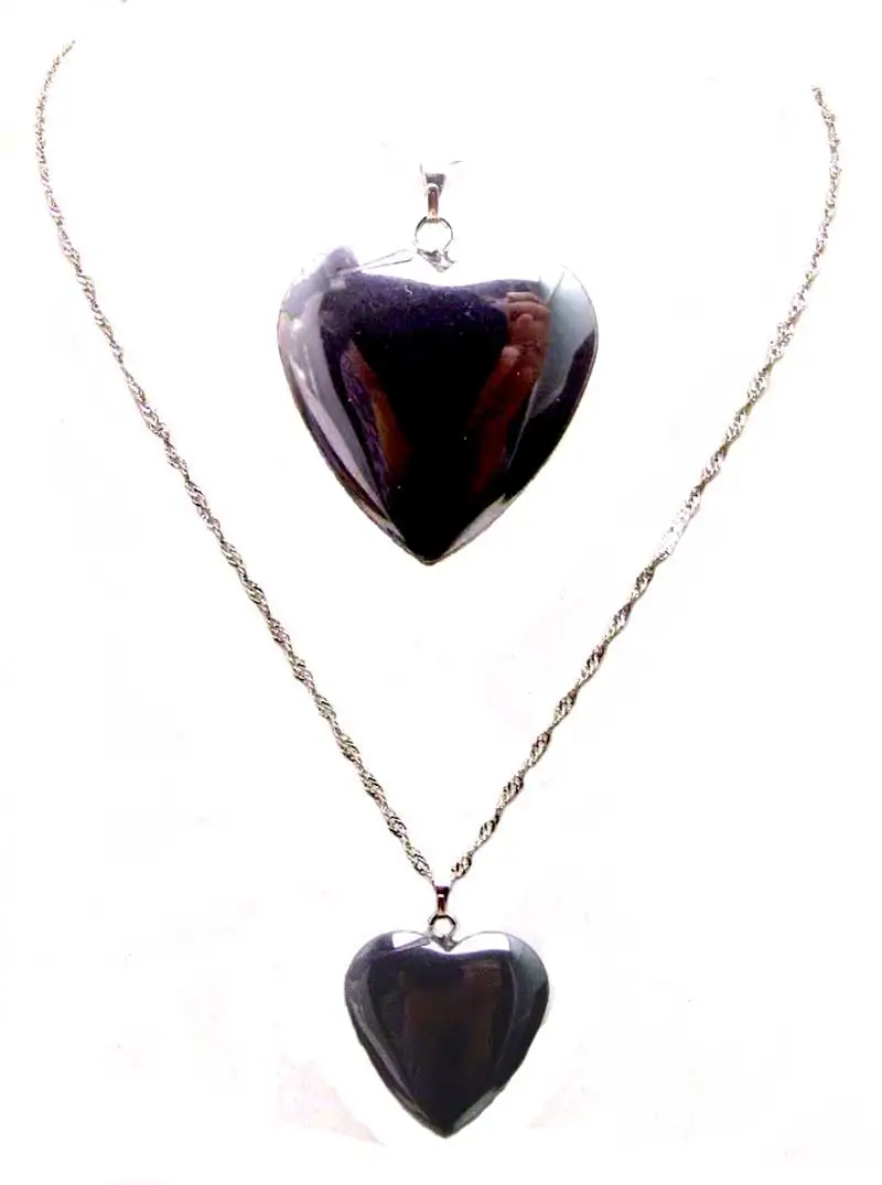 Большие Кулоны из гематита в форме сердца и черного цвета 25 мм с серебряным