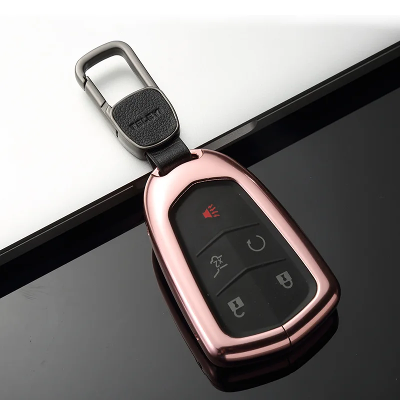 Автомобиль Алюминий сплав Auto Key держатель оболочки удаленный ключевой чехол для Cadillac ATS-L CT6 CTS XTS XT5 SRX Escalade - Название цвета: 04