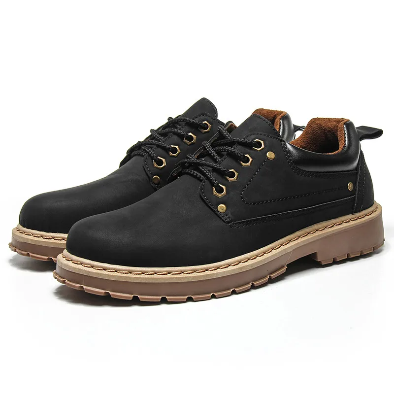 Men Casual Leather Shoes Martins Work Safety Winter Waterproof Ankle Botas | Обувь