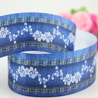 78 flowers printed grosgrain ribbon 38mm blue floral print polyester webbing band diy hair bow gift wrap tape 1020 yards