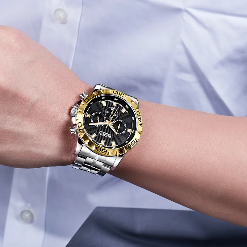 Часы MEGIR мужские наручные брендовые Роскошные спортивные Кварцевые