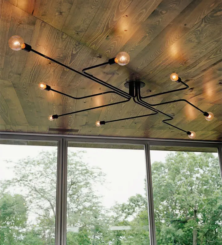 Винтаж подвесные светильники Люстра несколько стержня кованого Гостиная лампы