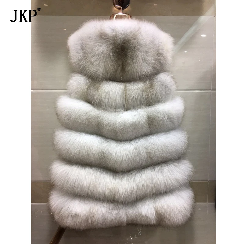 JKP New Type Of Hot Selling Winter 100% Natural Fox Hair Vest Without Sleeves High Quality Fashion Fox Skin Vest enlarge