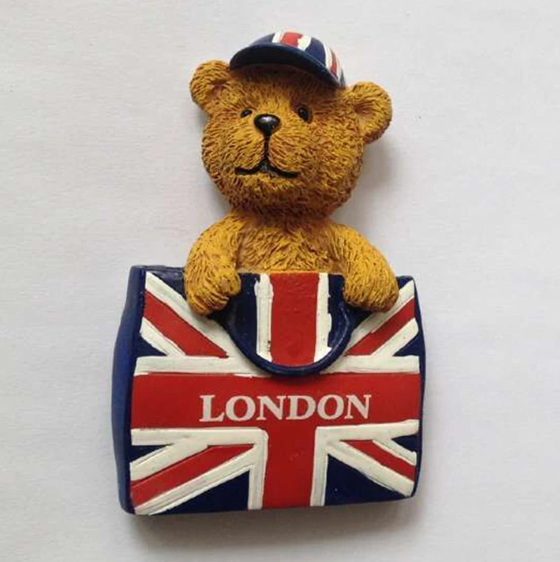 Сумка с британским флагом милый плюшевый мишка 3D магниты на холодильник мир