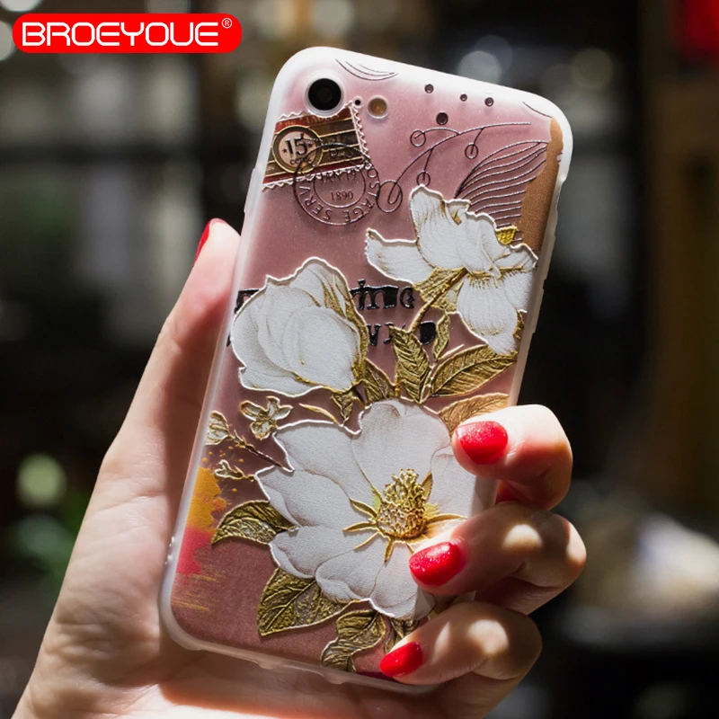 Case For Samsung Galaxy S7 S8 Relief Silicone Phone Cases Edge Plus Fashion Flower Animal Cute Back Cover |
