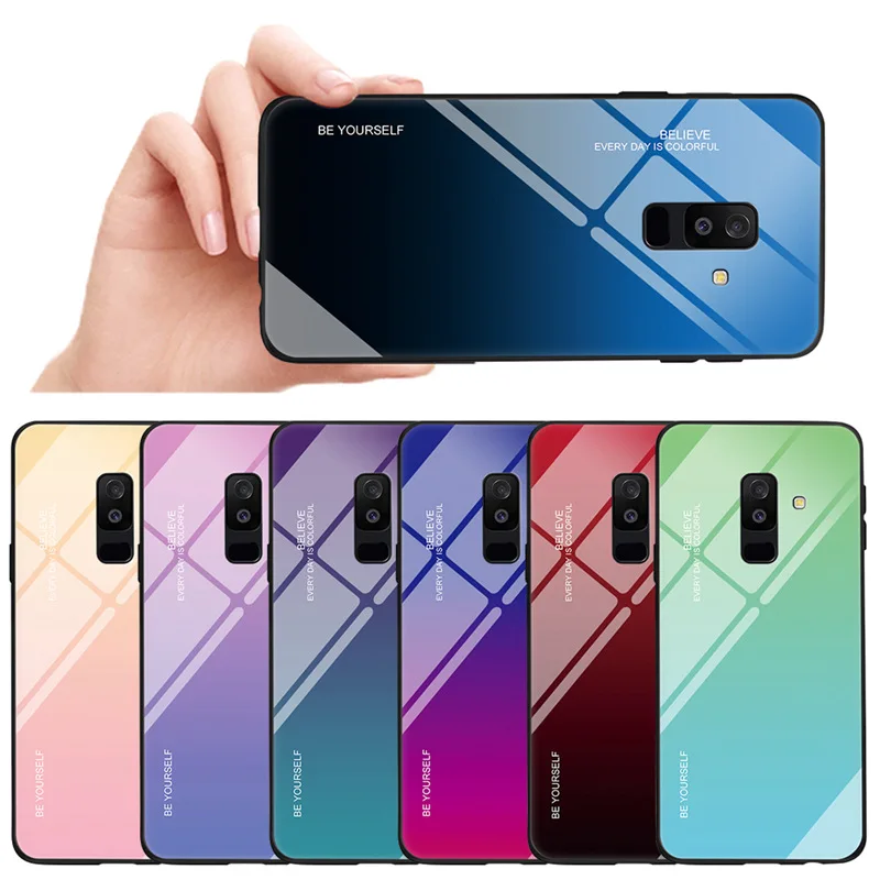 Градиентные чехлы для телефонов из закаленного стекла Samsung Galaxy J4 J6 J7 J8 2018 J3 J5 2017 Pro