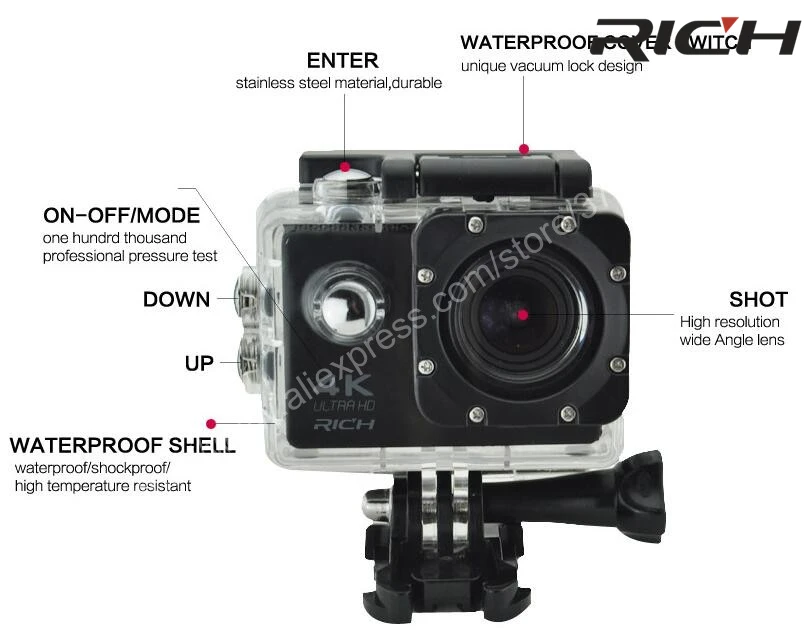 Богатая экшн камера WIFI HD 1080P 2.0 LCD 170D объектив go шлем наружная Подводная