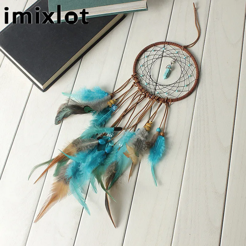 Imixlot Natural Stone Charm India Retro Life Tree Feather Dream Catcher Wind Chimes Hanging Dreamcatcher Home Decoration Last | Дом и сад