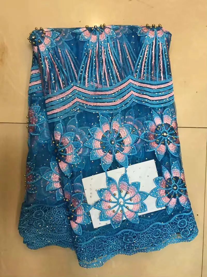 (5 yards/lot)Z1123-1 gut aussehende Franzosisch spitze stoff mit steine perle qualitat afrikanische tull fur party-kleid! | Дом и сад