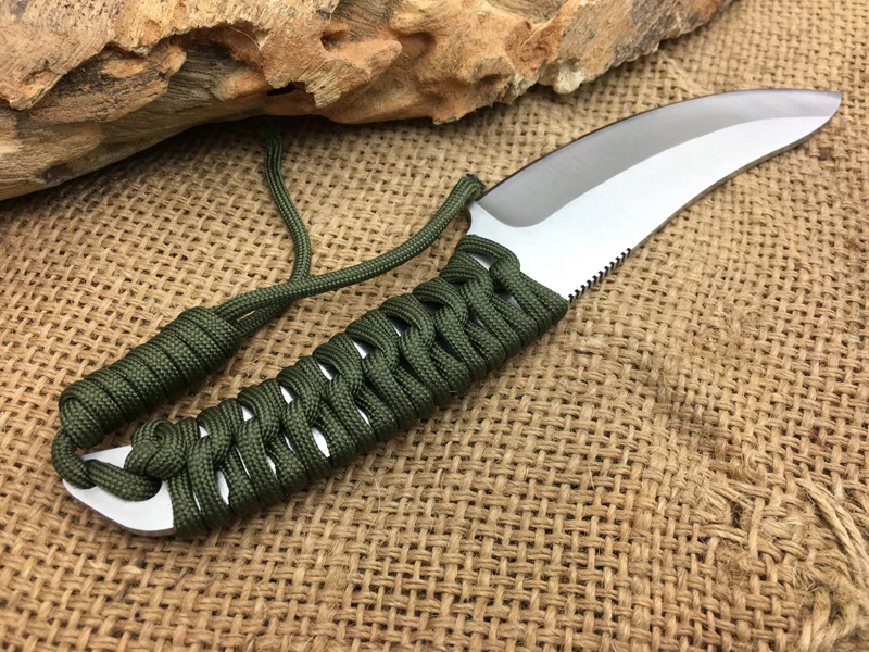 Лучшее качество 7CR17Mov лезвие боевой нож с фиксированным клинком веревка