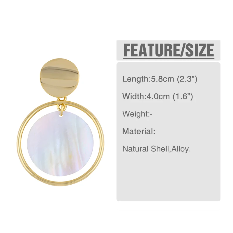 Женские серьги OCESRIO белые в виде ракушек из натурального золота большие