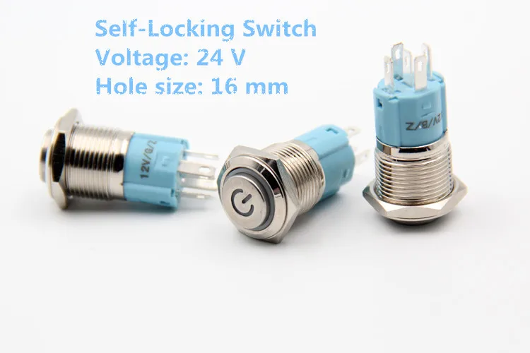 

1PCS/LOT YT1052 16 mm Metal Push Button Switch Self-Locking Switch Whith 5 Colors LED Power Symbol 24V Convexity