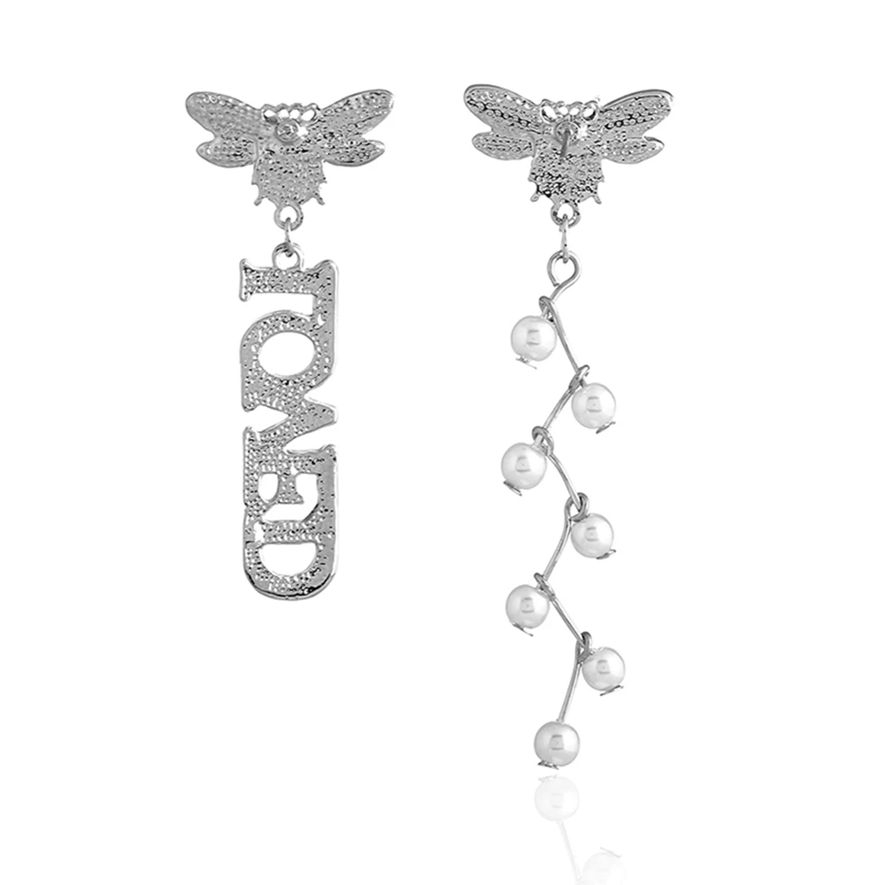 Асимметричный жемчуг пчела свисающие серьги кристалл горный хрусталь Любимое