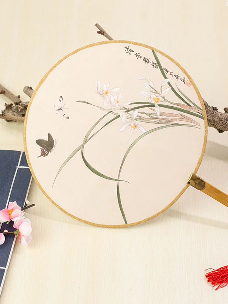 1 шт. винтажный Круглый Вентилятор классический китайский стиль вышивка ручной