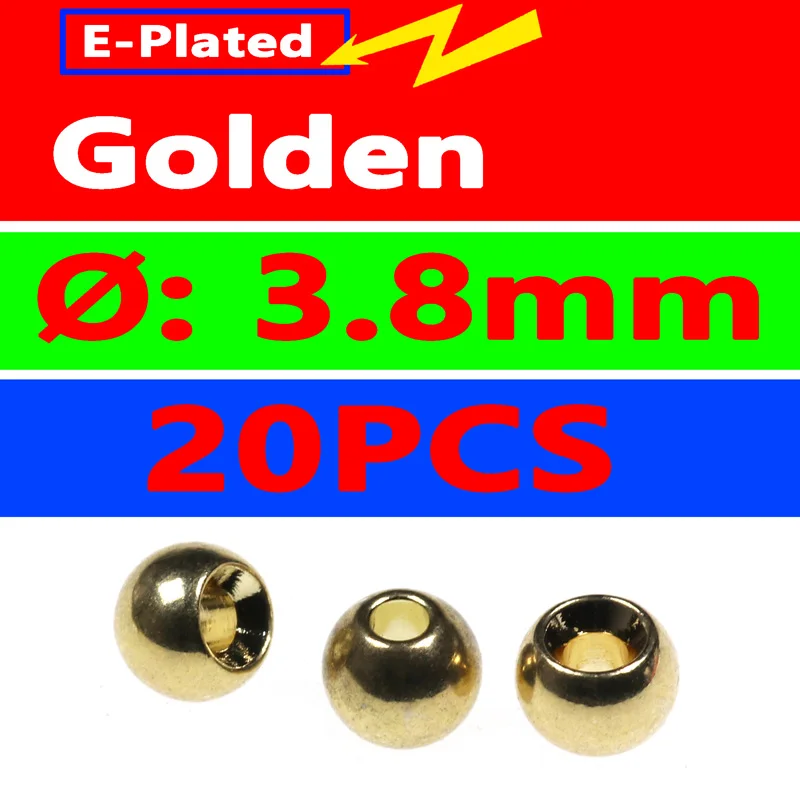 Gloden Bimoo 20 шт./пакет 5/32 3,8 мм Цвет латунные бусины для мушек beadhead Нимфа стример FL розовый/оранжевый/желтый/для крюк Размеры 8 10 12 - Цвет: Gloden