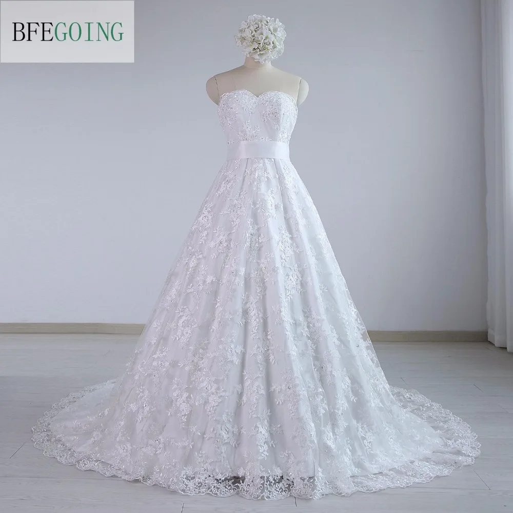 Лидер продаж белое кружевное свадебное платье А-силуэта съемный атласный пояс с