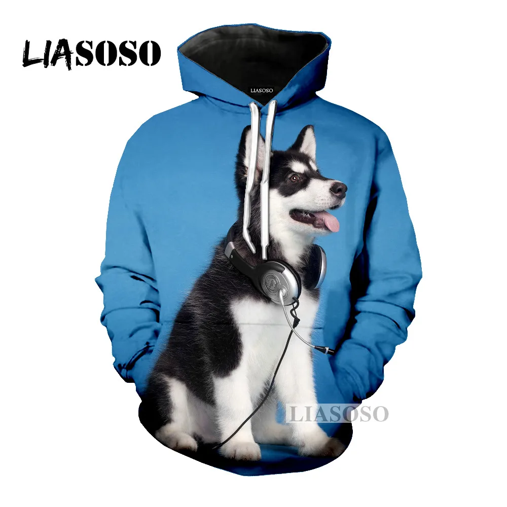 LIASOSO осенняя новинка мужская и женская толстовка 3D принт животные Сибирский