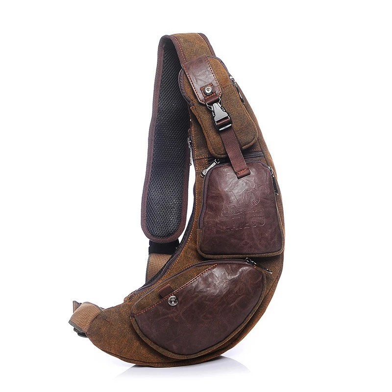 Винтажная нагрудная сумка для мужчин модные водонепроницаемые холщовые