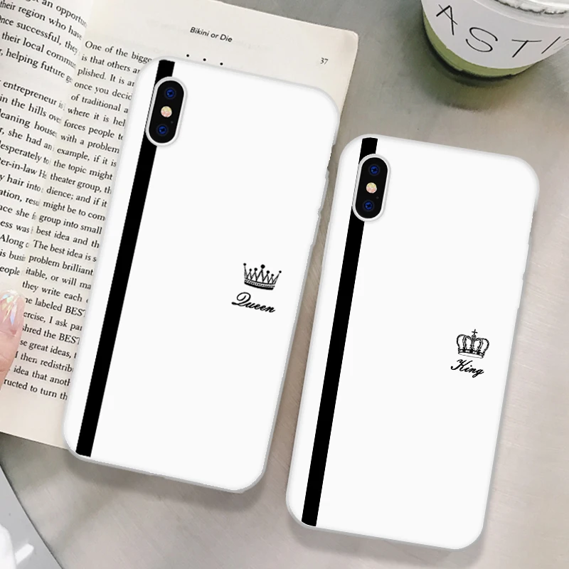 Роскошный романтический чехол для телефона King Queen iPhone 5 5s SE XS MAX XR 6 6S Plus мягкий