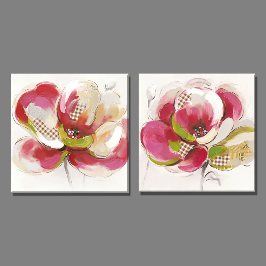 2 шт. красные красивые цветы картины холст искусство картина маслом домашнее