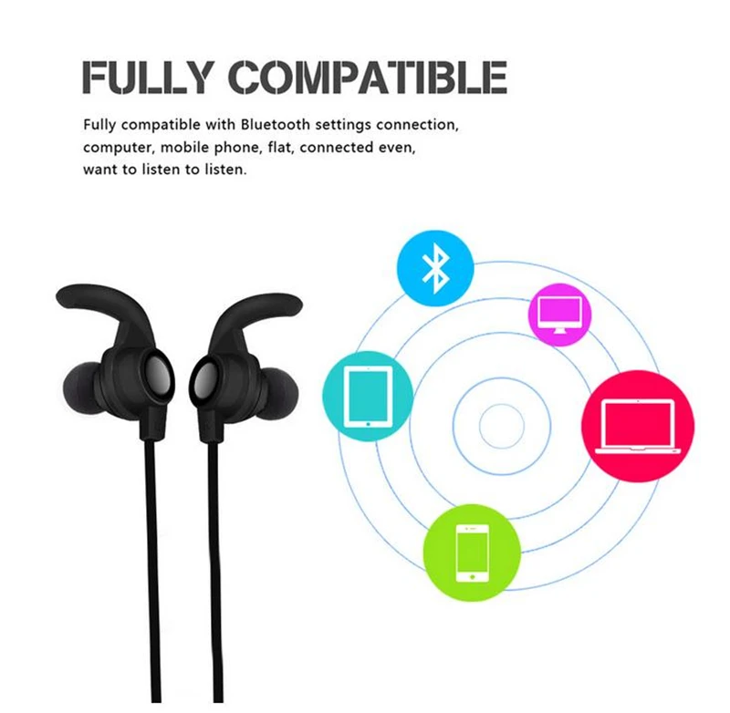 Наушники Bluetooth V4.1 беспроводные наушники спортивные для спортзала PhoneStereo с