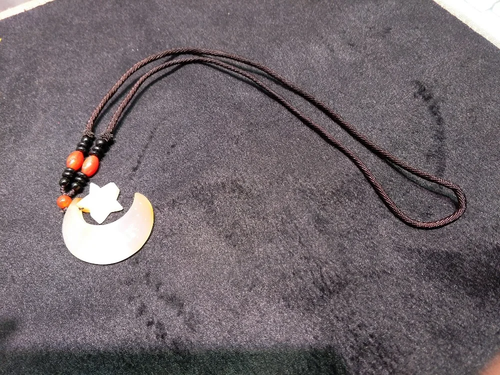 Чистая Подвеска из натурального агата ожерелье в форме звезды и Луны