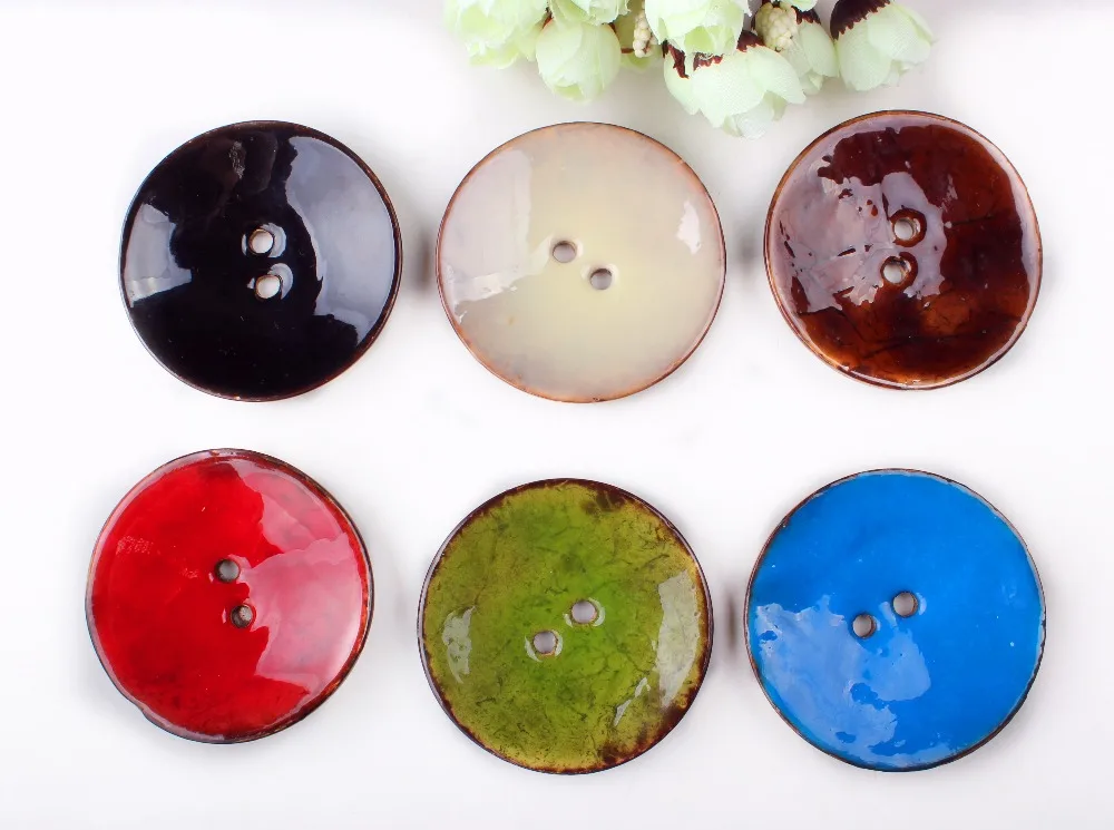 1 шт. 2 отверстия эмали шесть цветов скорлупы кокосового ореха пуговицы подходит