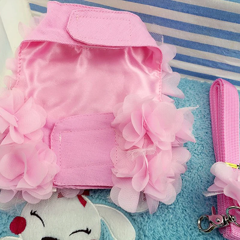 Pink Breathable Stereo Flower Harness Small Dog Pet Leash and Set Puppy Vest Blue Green For Chihuahua Teddy | Дом и сад