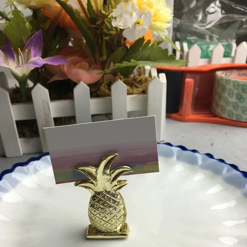 

100pcs Free shipping Wedding Favors Gold Pineapple Place Card Holder Party Supplies