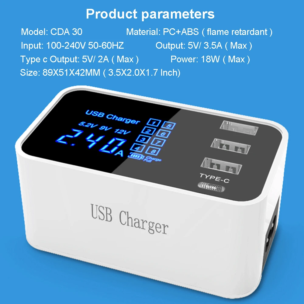 Интеллектуальное зарядное устройство USB C с 4 портами Type быстрая зарядная станция