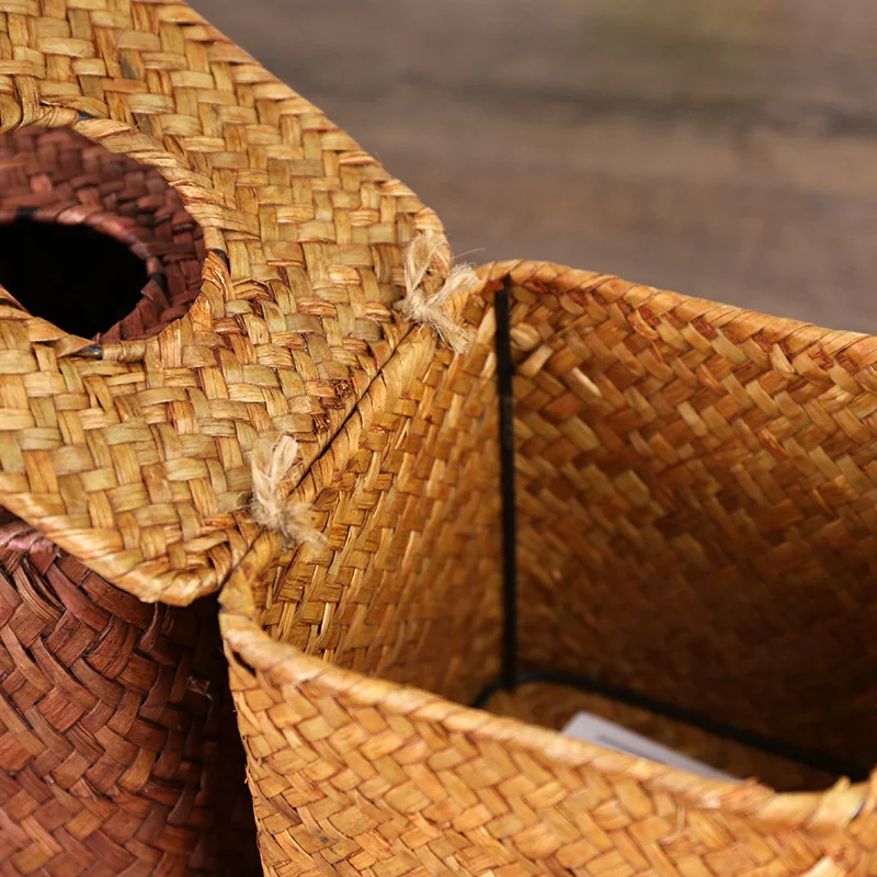 1 шт. коробка для салфеток автомобиля ручной работы из плетеной соломы старинный