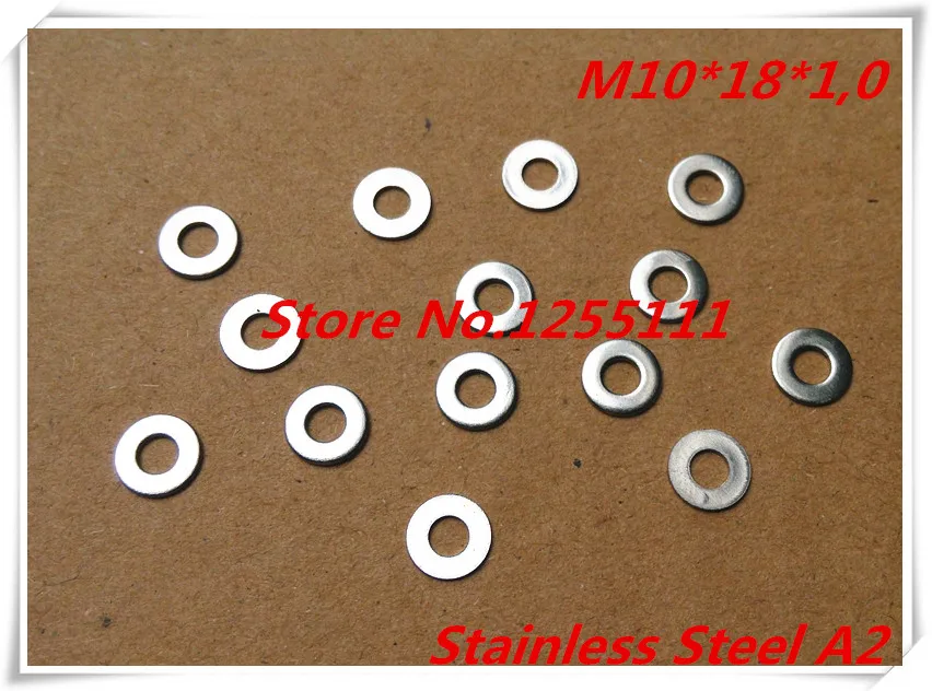 

100pcs/lot M10 x 18 x 1.0 10mm Stainless Steel A2 Flat washer Thickness 1.0mm