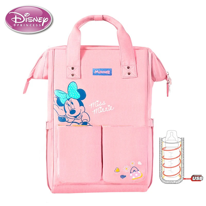 Disney пеленки мешок рюкзак USB бутылка изоляционные сумки Минни Микки большая сумка для путешествий Оксфорд кормления ребенка Мумия сумочка