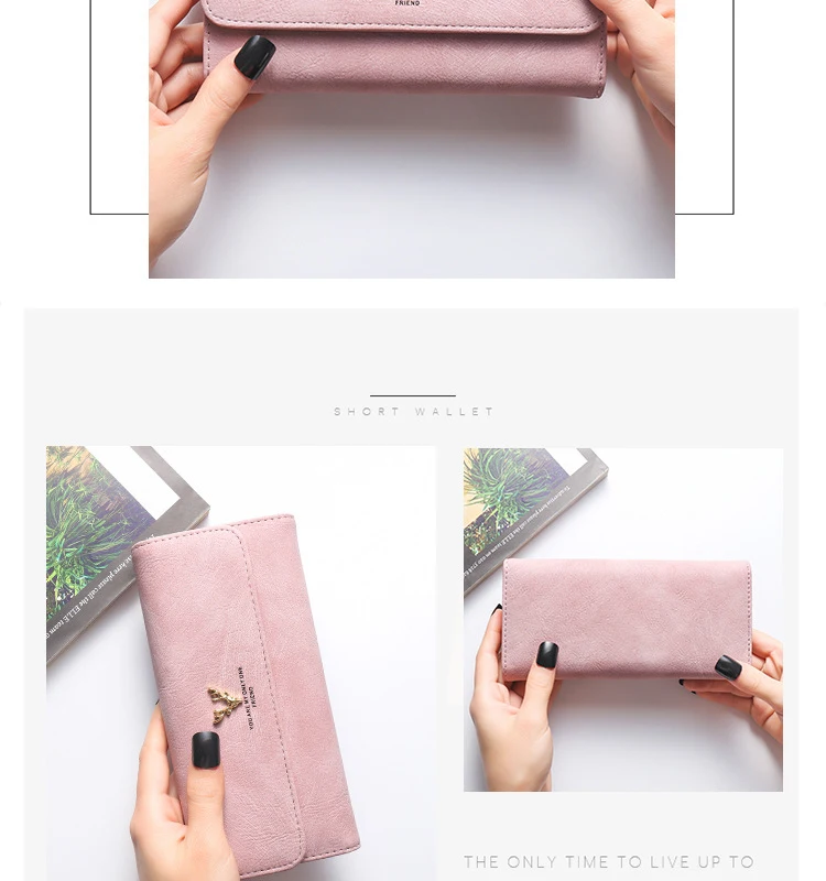 Women's Wallet Korean Version Stylish Frosted Clutch Bag Long Deer Head Zipper Buckle Wallet
