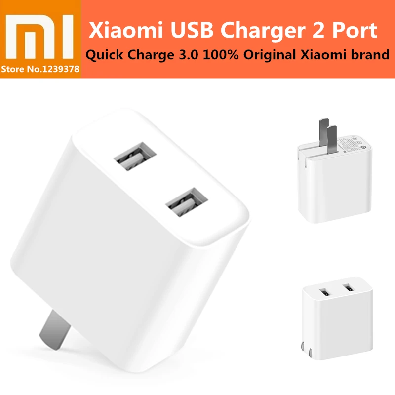 Оригинальный Xiaomi USB Зарядное устройство 2 Порты и разъёмы Quick Charge 3 0 смартфонов 5 В