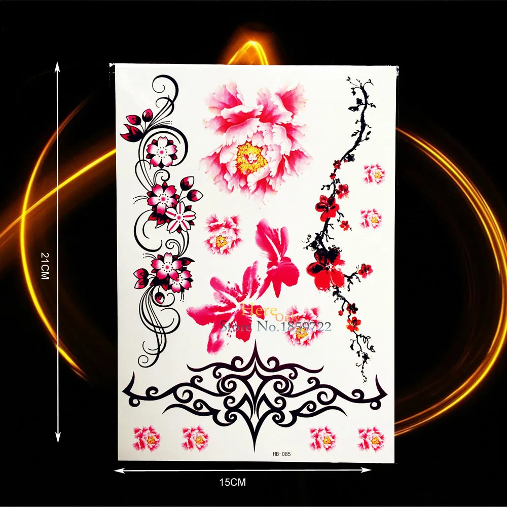 Большой Размеры 21x15 см Henna цветок временные татуировки Для женщин девушка