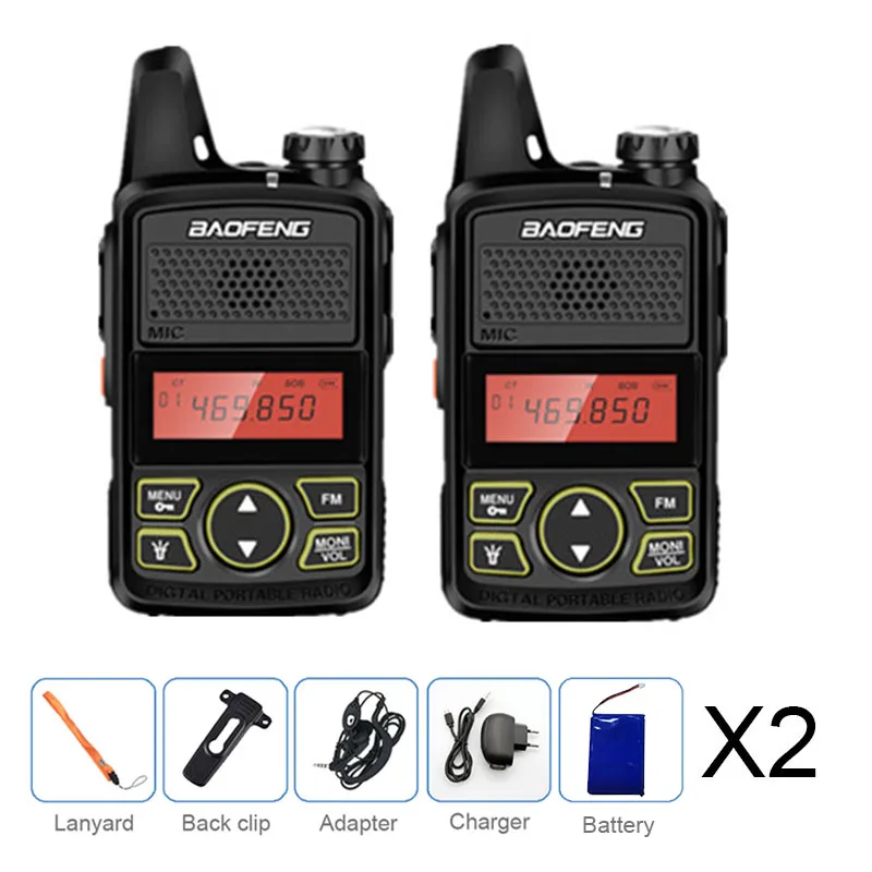 2pcs radio 2 шт. BAOFENG BF-T1 мини-рация Radio Kids Ham радио передатчик УВЧ диапазона USB зарядное устройство Woki Toki радиоприемник HF baofeng t1 - Цвет: 2pcs radio