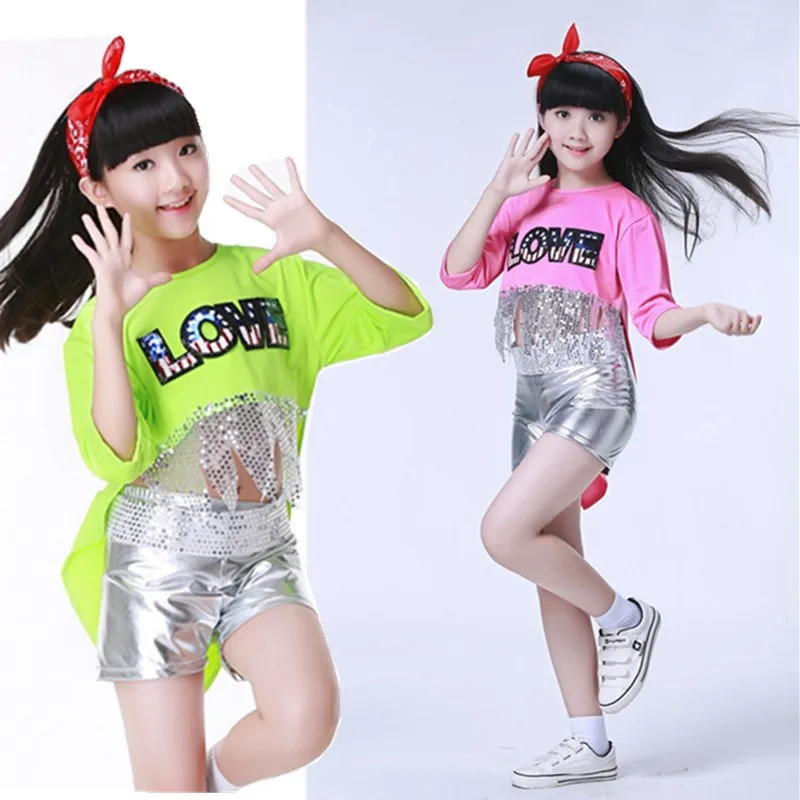 Детский костюм для джазовых танцев с блестками комплект из 2 предметов девочек