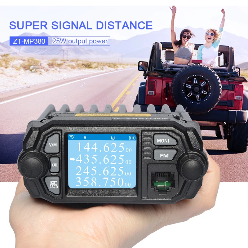 Мобильная рация MP380 VHF 136-174MHz UHF 400-480MHz 25 W/20 W Двухдиапазонная мини Автомобильная радиостанция двухсторонняя