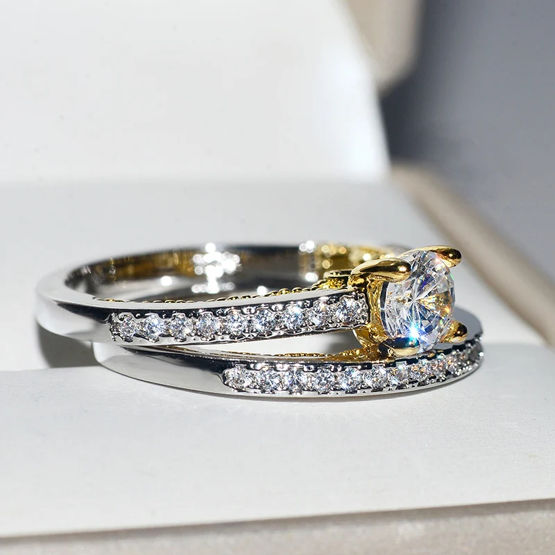 Кольцо женское круглое с фианитом небольшое модное Ювелирное Украшение