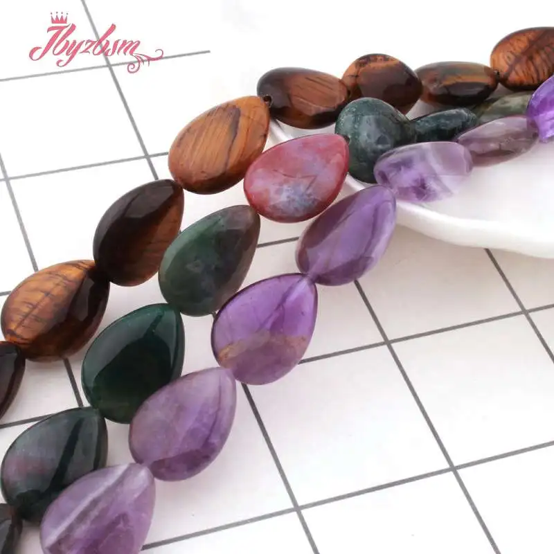 

13x18mm Drop Natural Stone Quartzs Agates Jaspers Spacer Loose Beads For DIY Necklace Bracelet Jewelry Making 15" Free Shipping