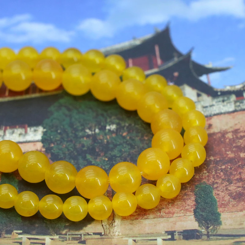 

Yellow chalcedony round loose beads 6mm 8mm size optional 15" 2pc/lot DIY Wholesale! women jewelry making design