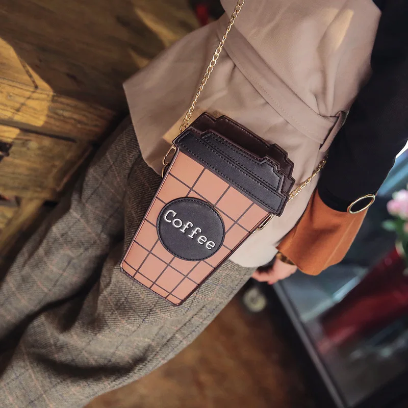 Новинка форма кофейной чашки сумка через плечо цепочка на ремне кошелек