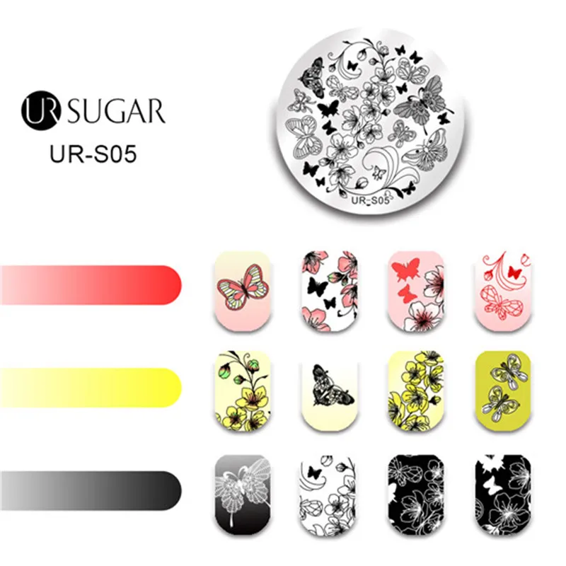 UR SUGAR 1 шт Летняя тема штамповка шаблон цветок обезьяна бабочка клен Радуга кайт маникюр Дизайн ногтей DIY штамповка пластины