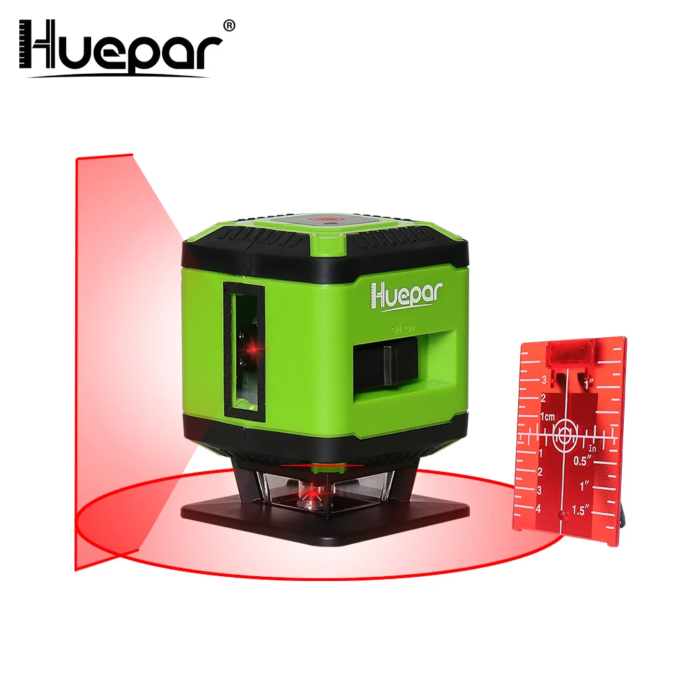 Лазерный уровень Красного луча Huepar для укладки плитки квадратный Нивелир